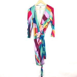 Diane Von Furstenberg SILK Wrap Dress 14 Wonder Woman Print